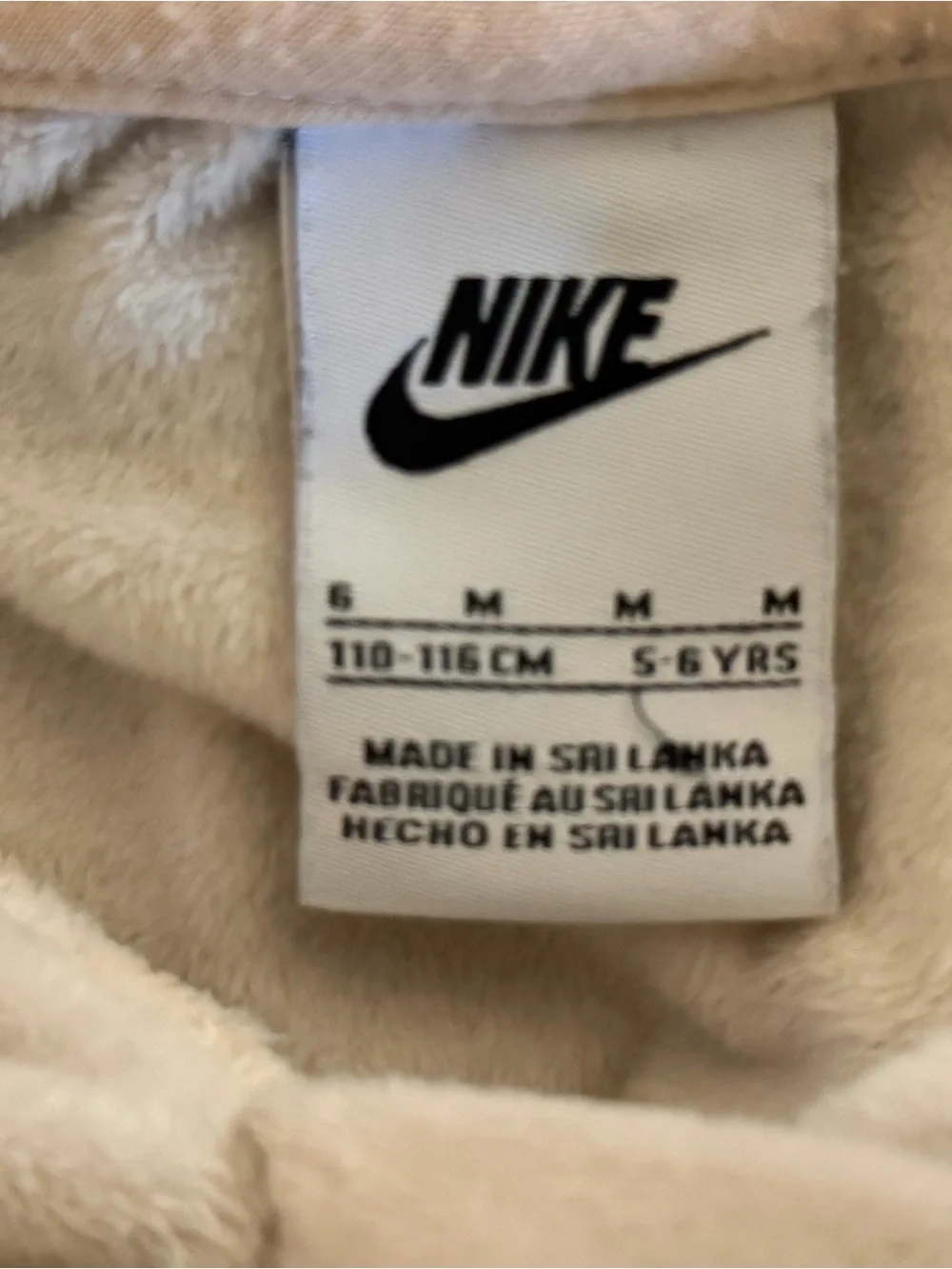 Nike Kids Cream Velour Pullover Hoodie Size 5–6